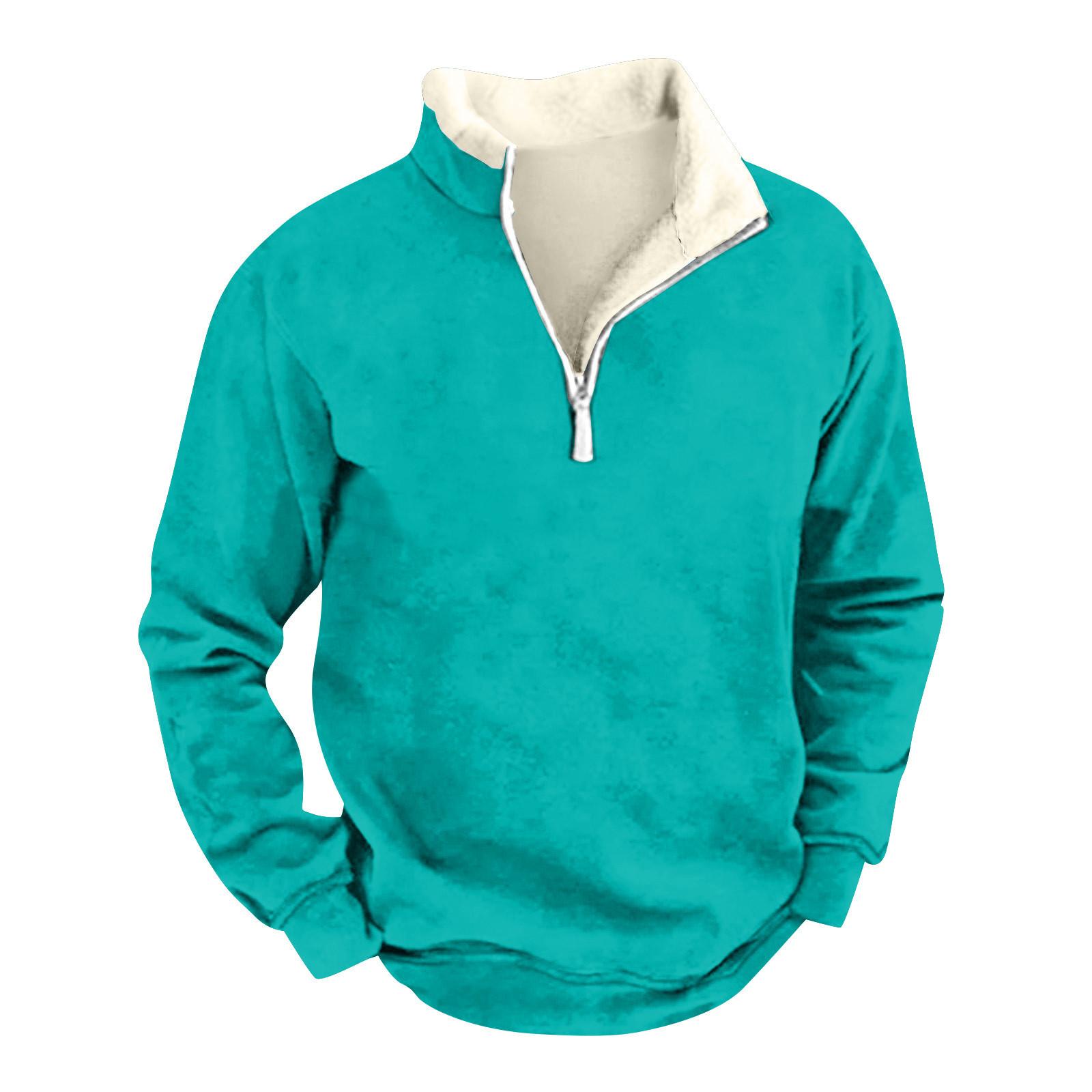 Long nose Heren T-shirt Shirt Lange Mouw Feest Kerstmis Fleece Kraag V-hals Top XXXXL turquoise