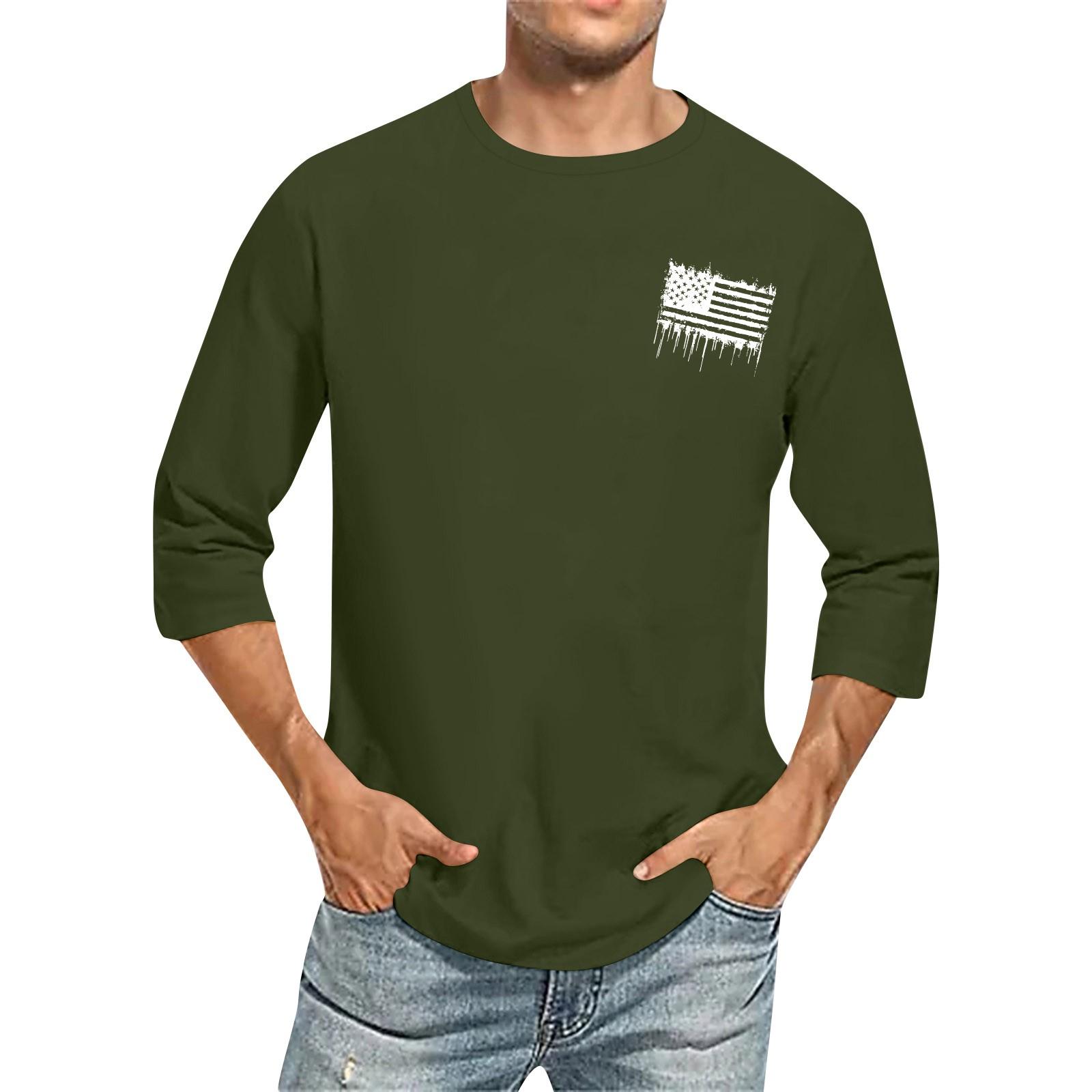 Chicago Rose Men's casual and fashionable printed collar three-quarter sleeve top T-shirt S
