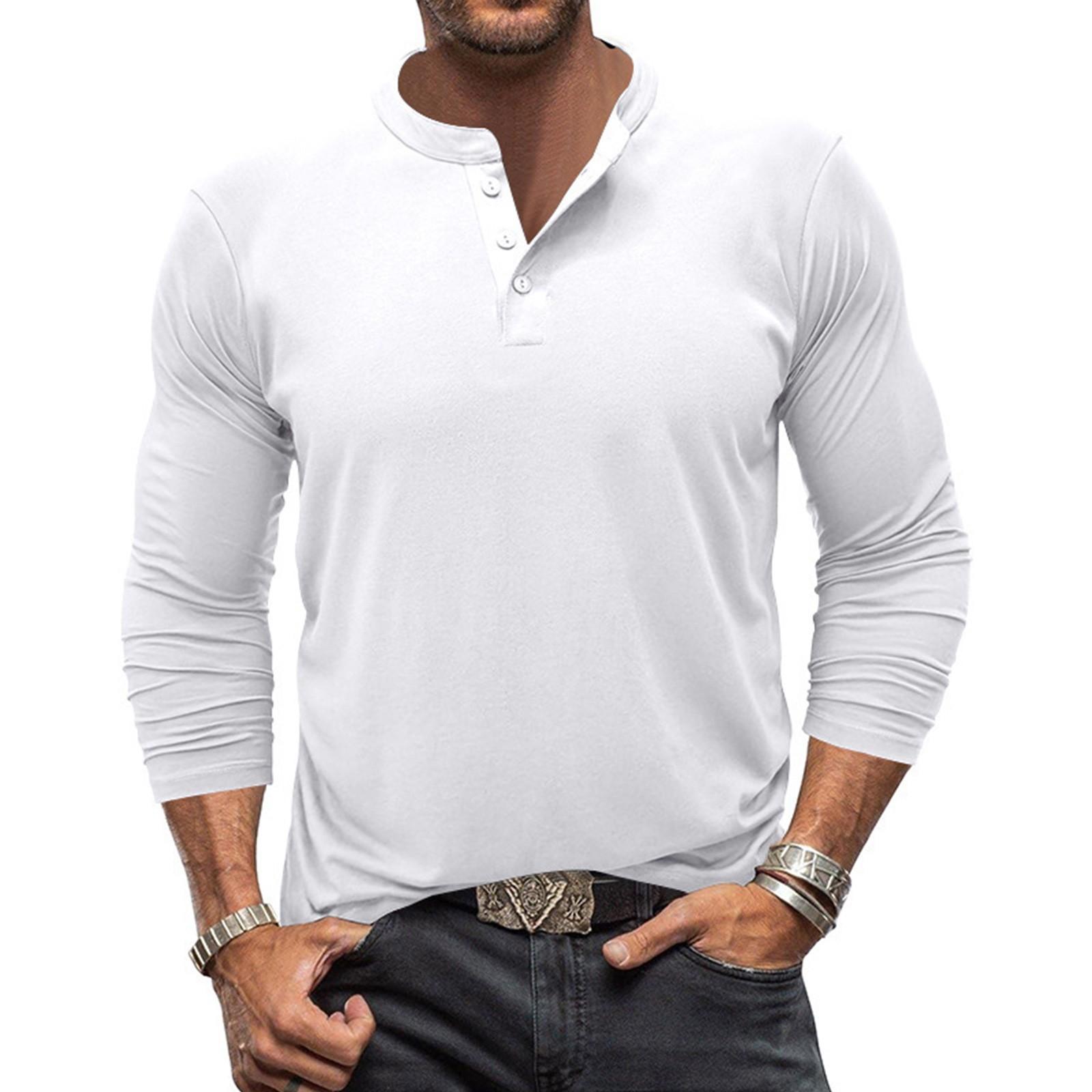 Long nose Heren T-shirt met lange mouwen, ronde hals, casual T-shirt voor heren XL wit
