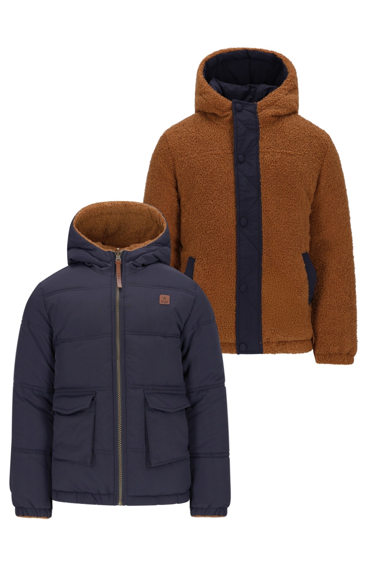 Like Flo winter winterjas jongens - navy blauw - Albon - reversible, capuchon