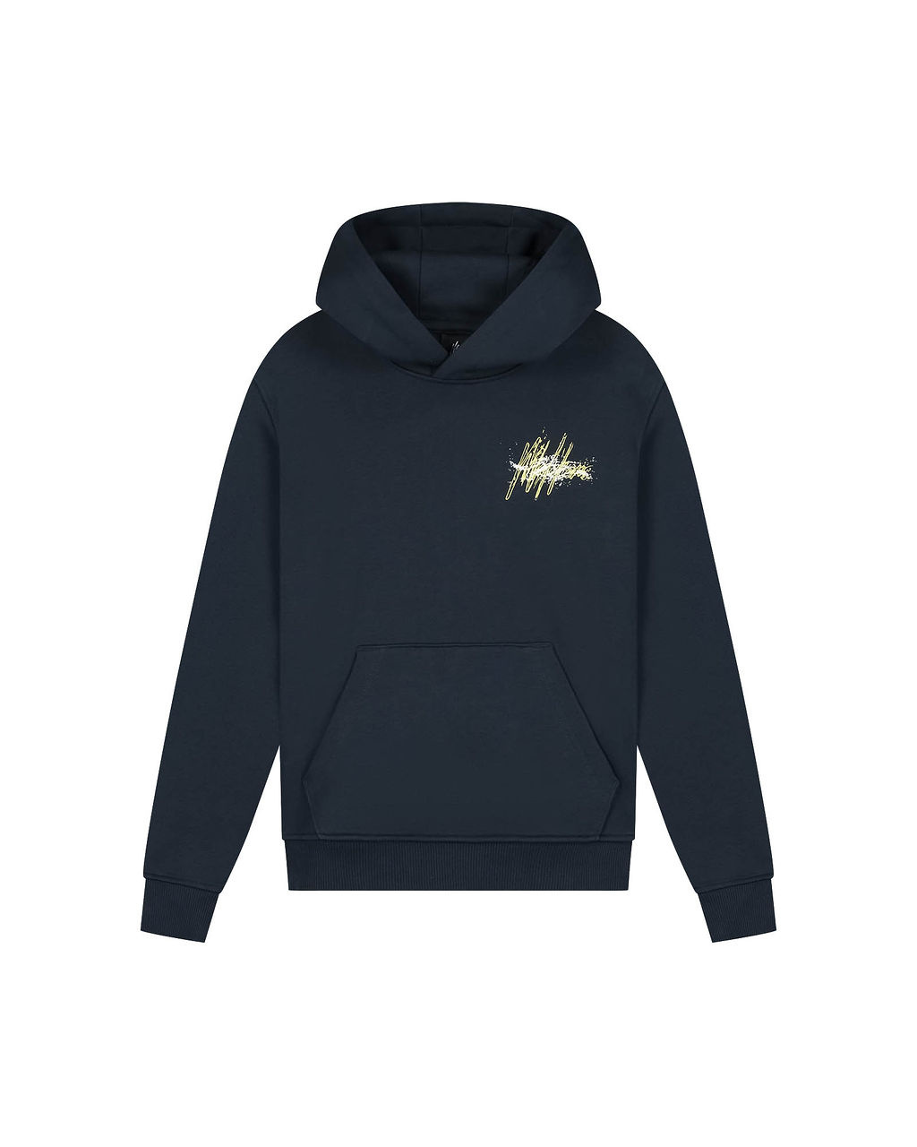 Malelions winter hoodie jongens - navy blauw/geel - splash