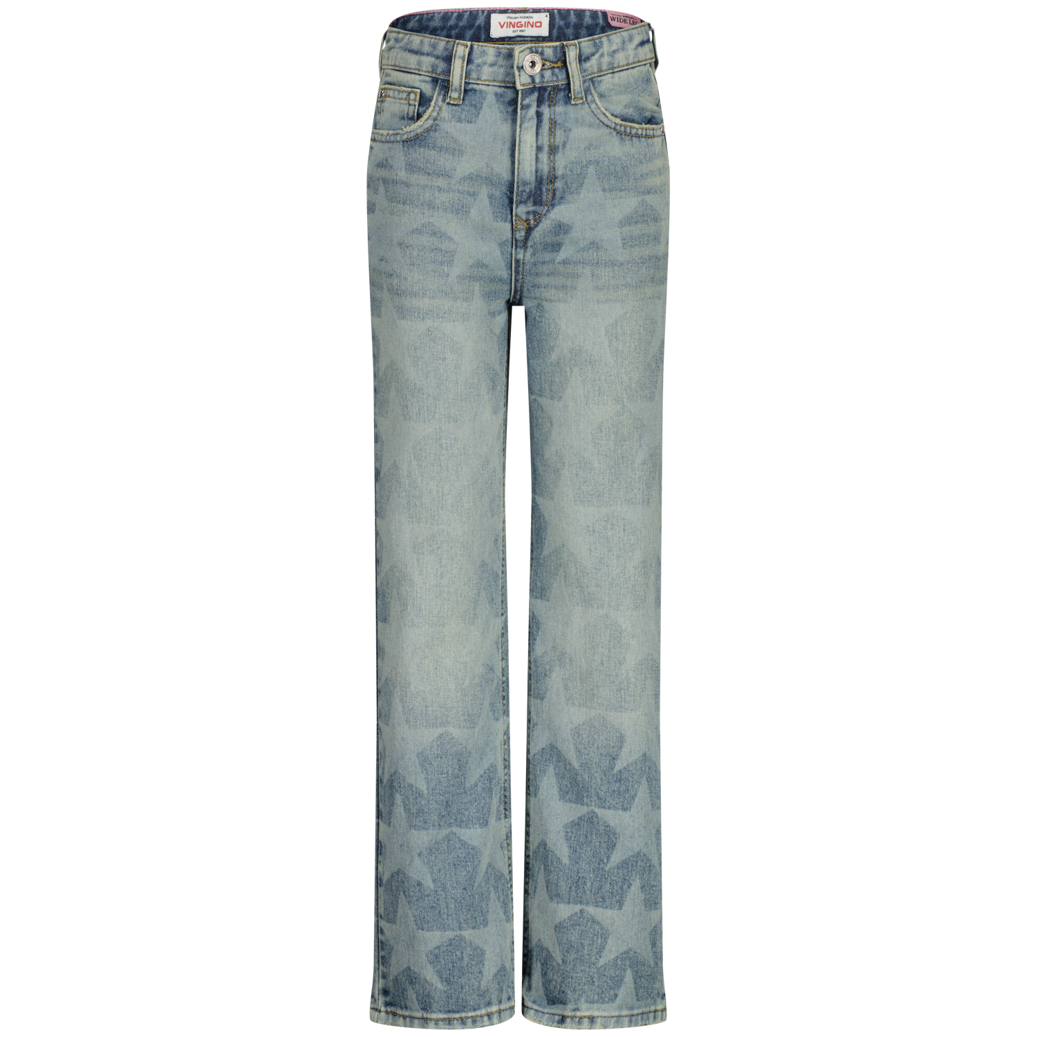 Vingino winter jeansbroek meisjes - blauw - Cato Laser Star - wide leg fit