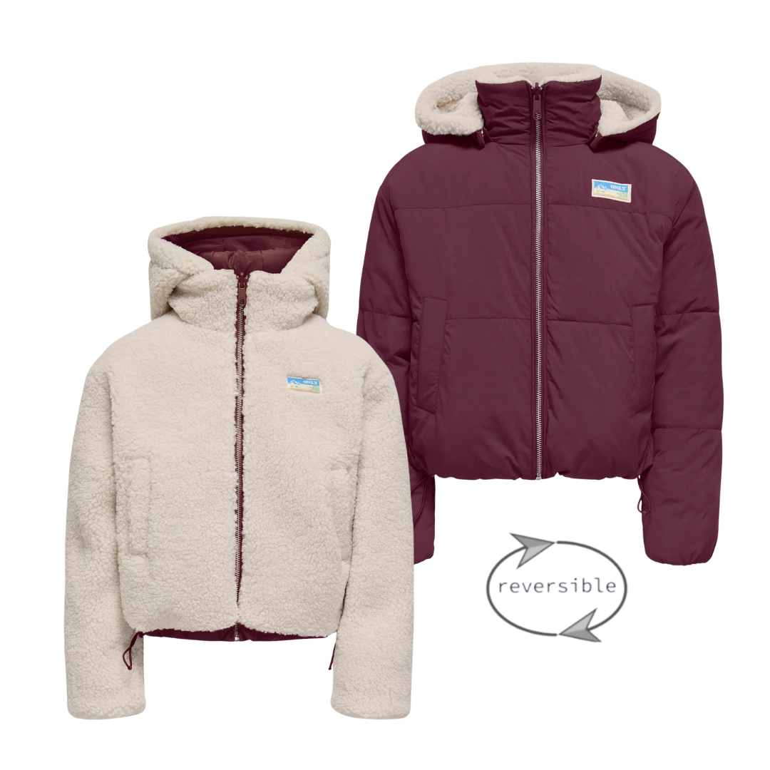 Kids ONLY winter winterjas meisjes - paars - KogMaria - puffer, reversible