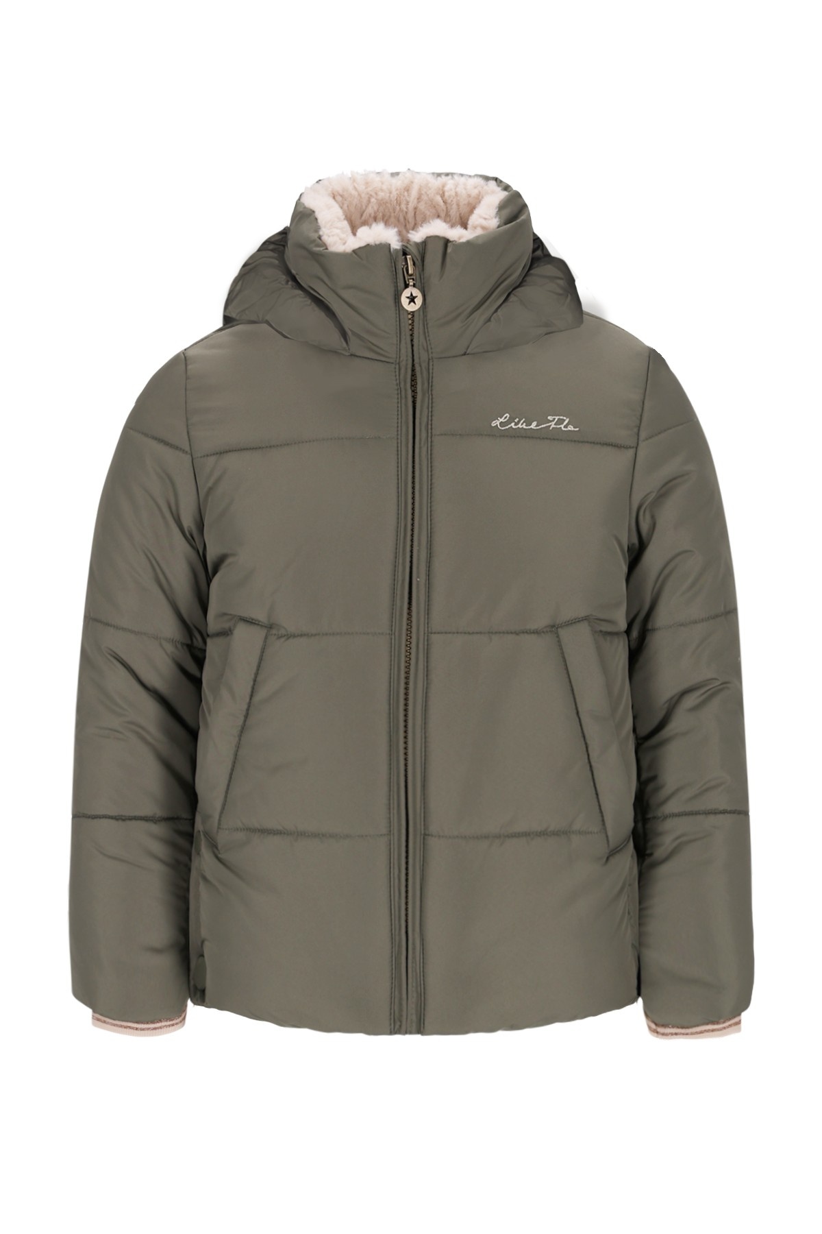 Like Flo winter winterjas meisjes - groen - Aelin - kort, capuchon