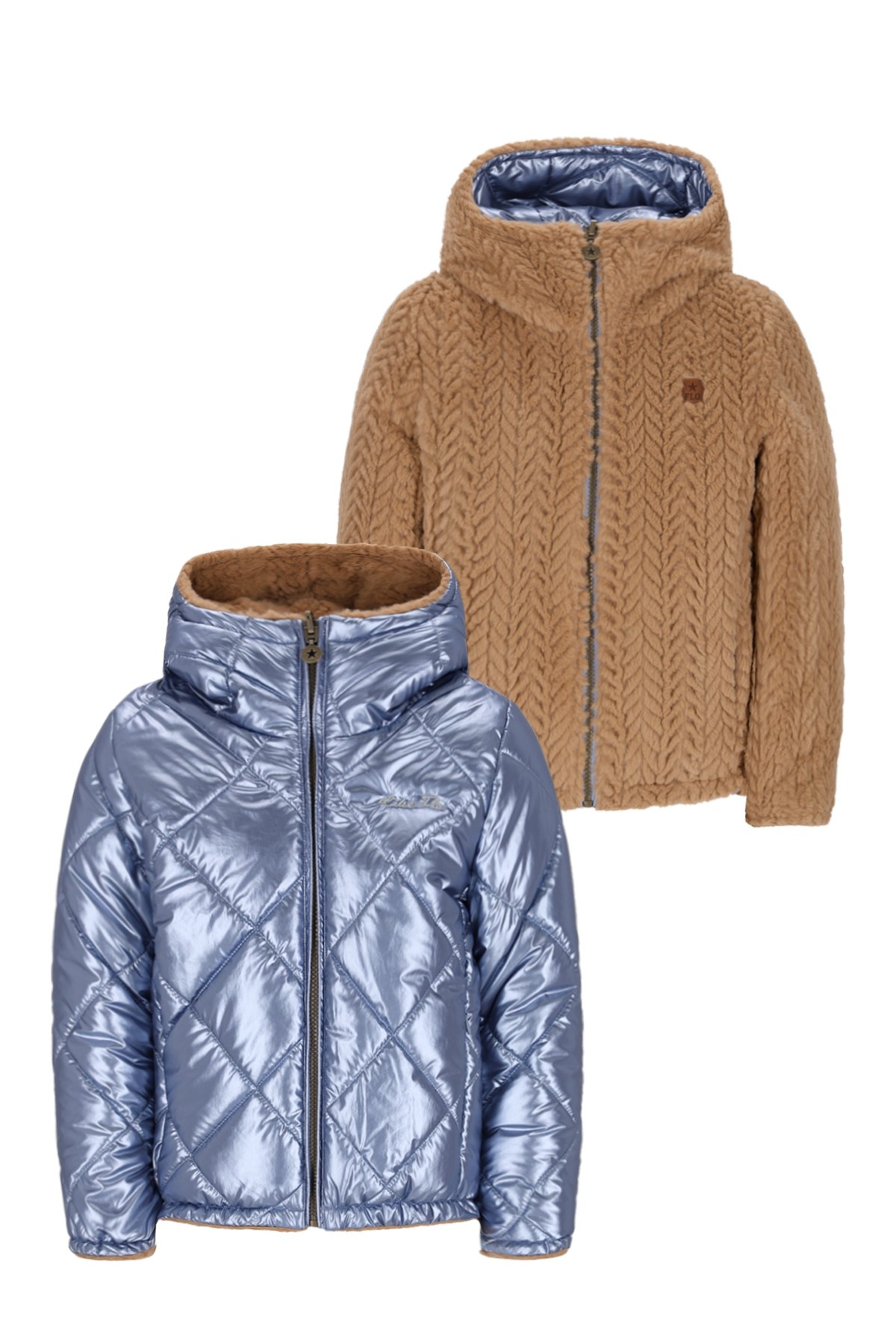 Like Flo winter winterjas meisjes - blauw - Aimee - kort, reversible, capuchon