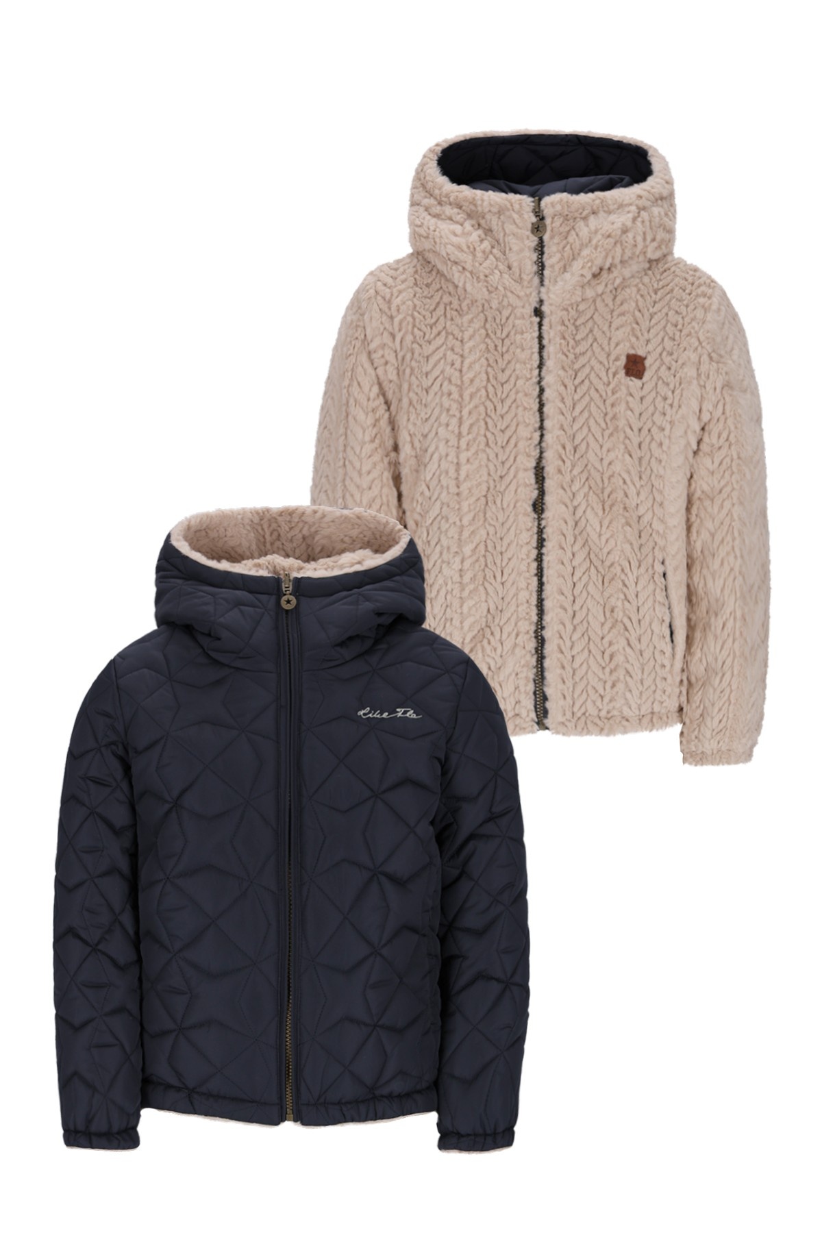 Like Flo winter winterjas meisjes - navy blauw - Aimee - kort, reversible, capuchon