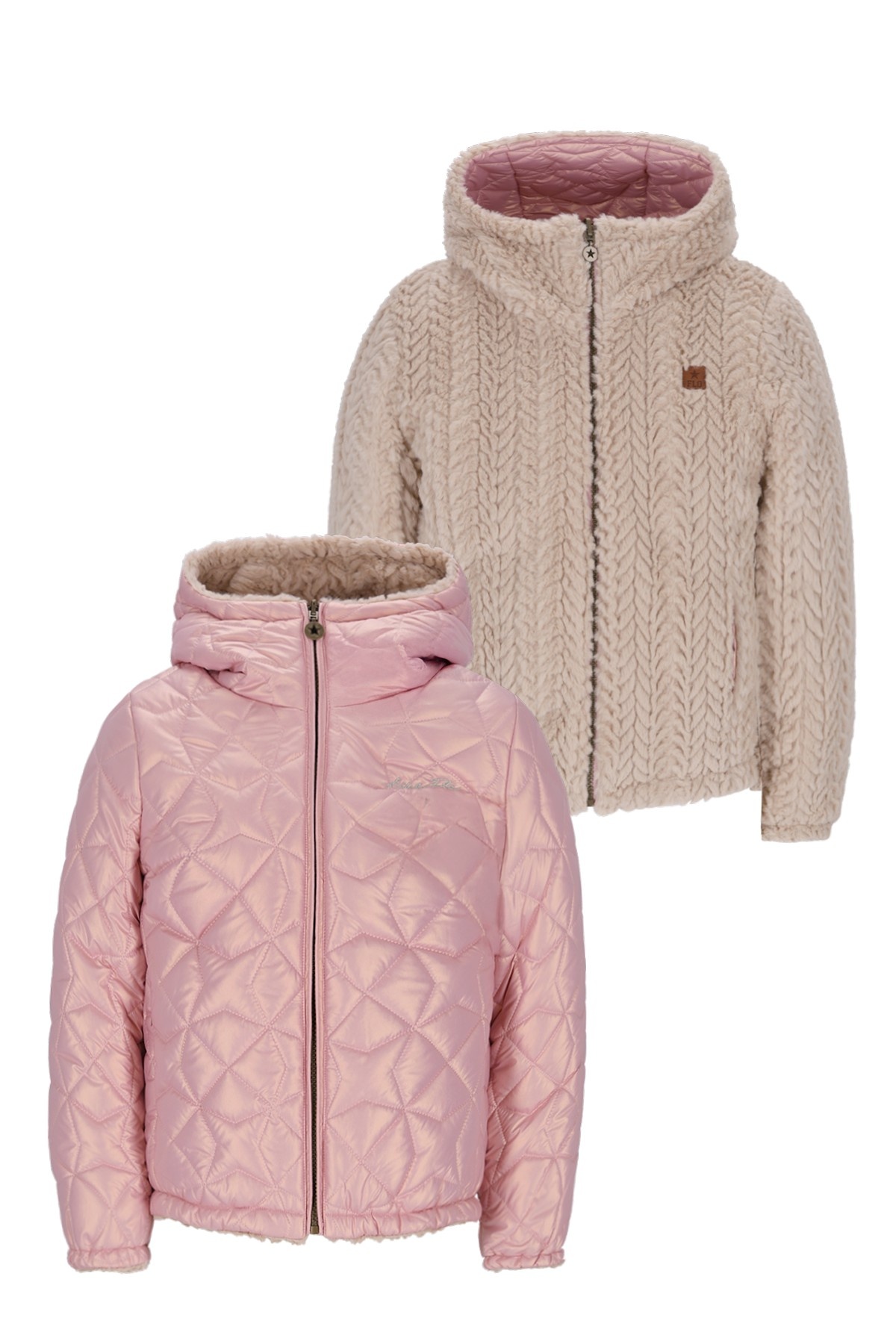 Like Flo winter winterjas meisjes - paars - Aimee - kort, reversible, capuchon
