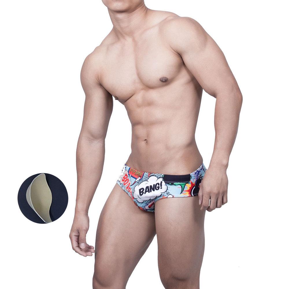 UXH Fashion Zwemslips voor heren, sexy badkleding met afneembare push-up cup, surfbad, strandboardshorts XXL blauw