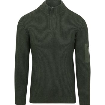 Suitable Sweater  Mou Half Zip Trui Donkergroen