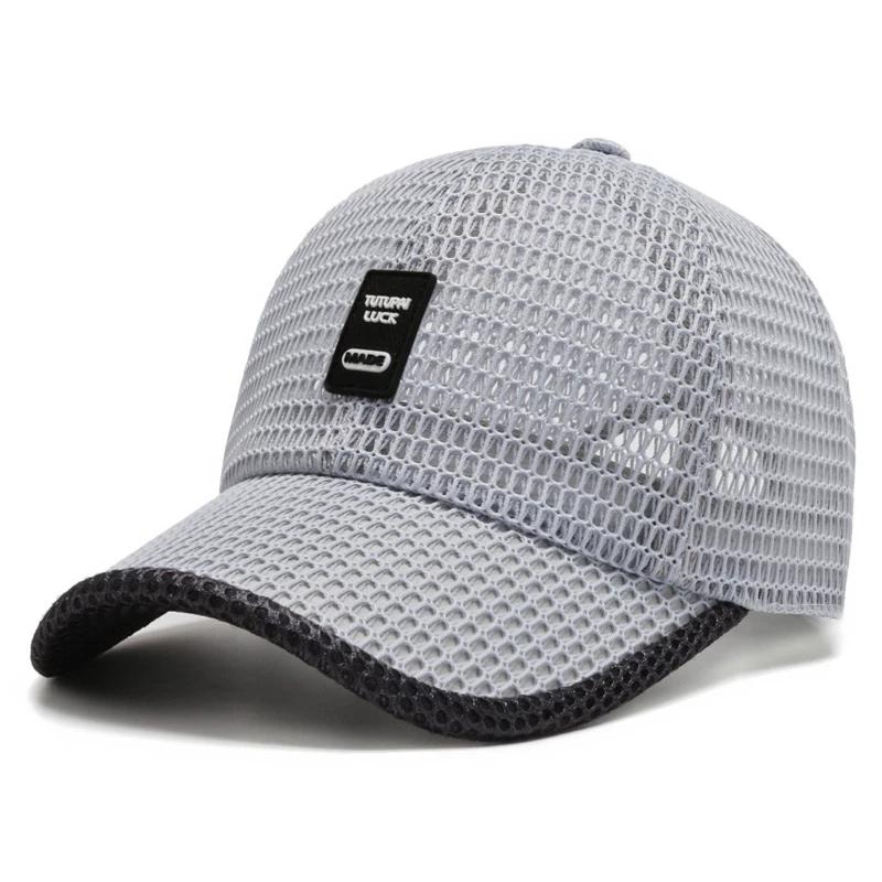 Headgear Heren Mesh Baseball Cap Ademende Zomerpetten Papa Hoed Outdoor Vissen Hoeden Bone Gorras Snapback Trucker Cap Anti-UV Hoed Unisex Hoed Accessoires grijs