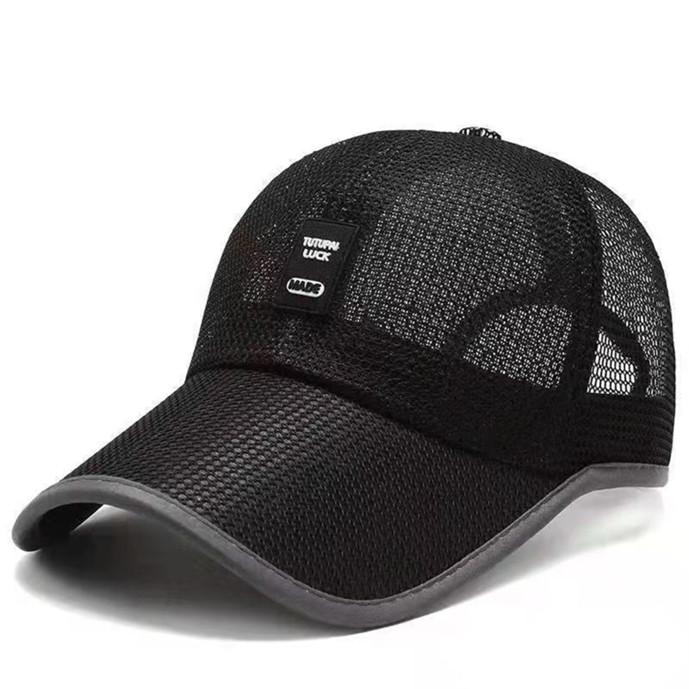 Graceful 2 Heren Zomer Dunne Outdoor Zonnebrand Mesh Baseball Cap Ademende Zonnehoed One size zwart