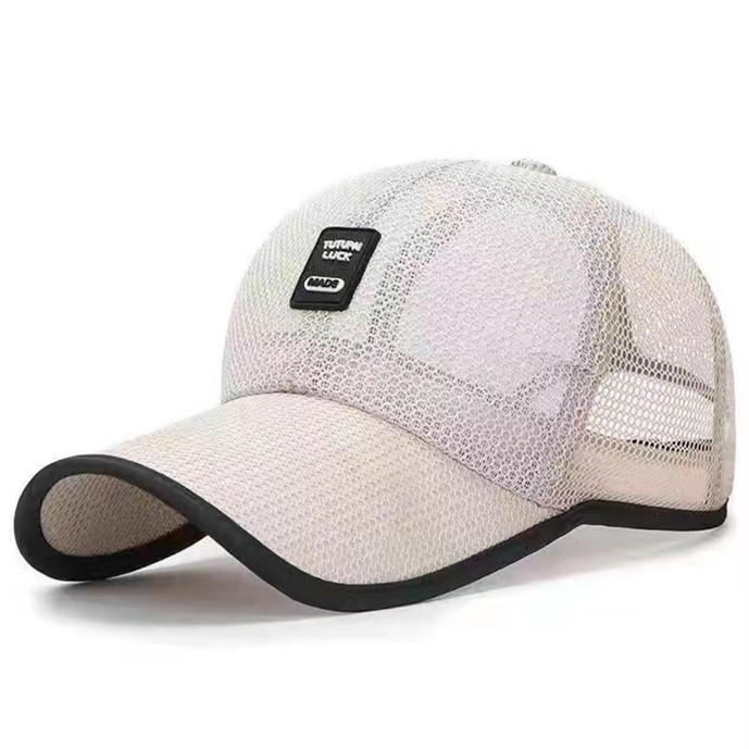 Graceful 2 Heren Zomer Dunne Outdoor Zonnebrand Mesh Baseball Cap Ademende Zonnehoed One size beige