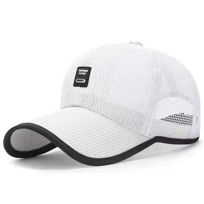 Graceful 2 Heren Zomer Dunne Outdoor Zonnebrand Mesh Baseball Cap Ademende Zonnehoed One size wit