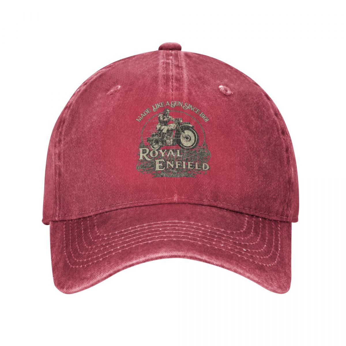 DJOJO CAP Enfield Cycle Co Ltd 1901 Mannen Vrouwen Baseball Cap Royal Motorcycle Motor Race Distressed Denim Gewassen Cap Hoed Zomer Cadeau Zonnehoed One Size