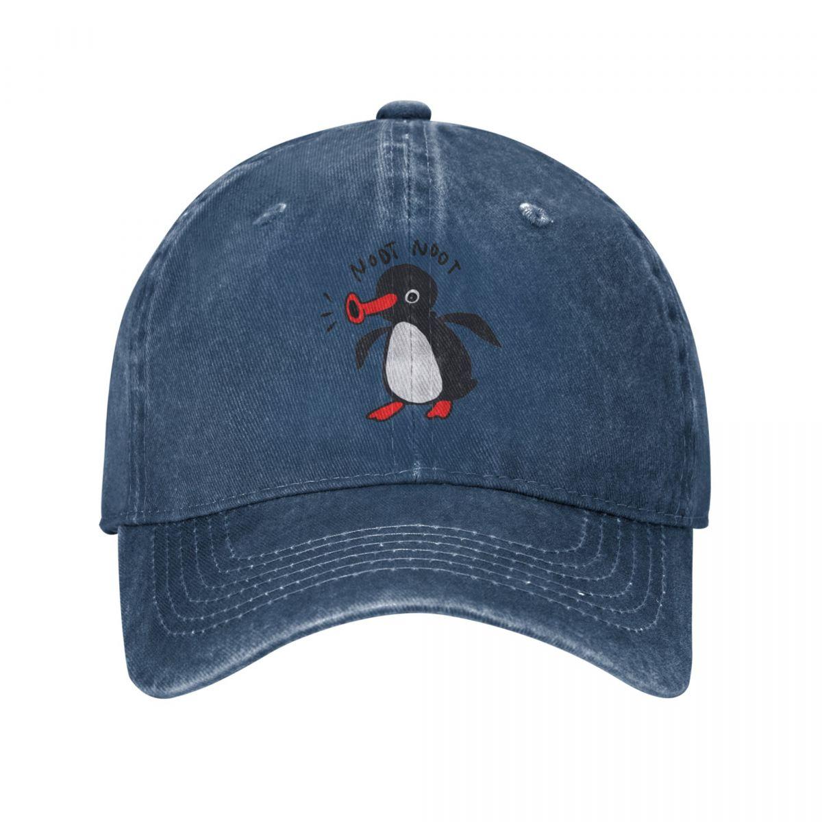 DJOJO CAP Noot Noot Pingu Retro Grappige Baseball Cap Vintage Versleten Denim Snapback Hoed Mannen Vrouwen Buiten Zomer Verstelbare Pasvorm Petten Hoed One Size
