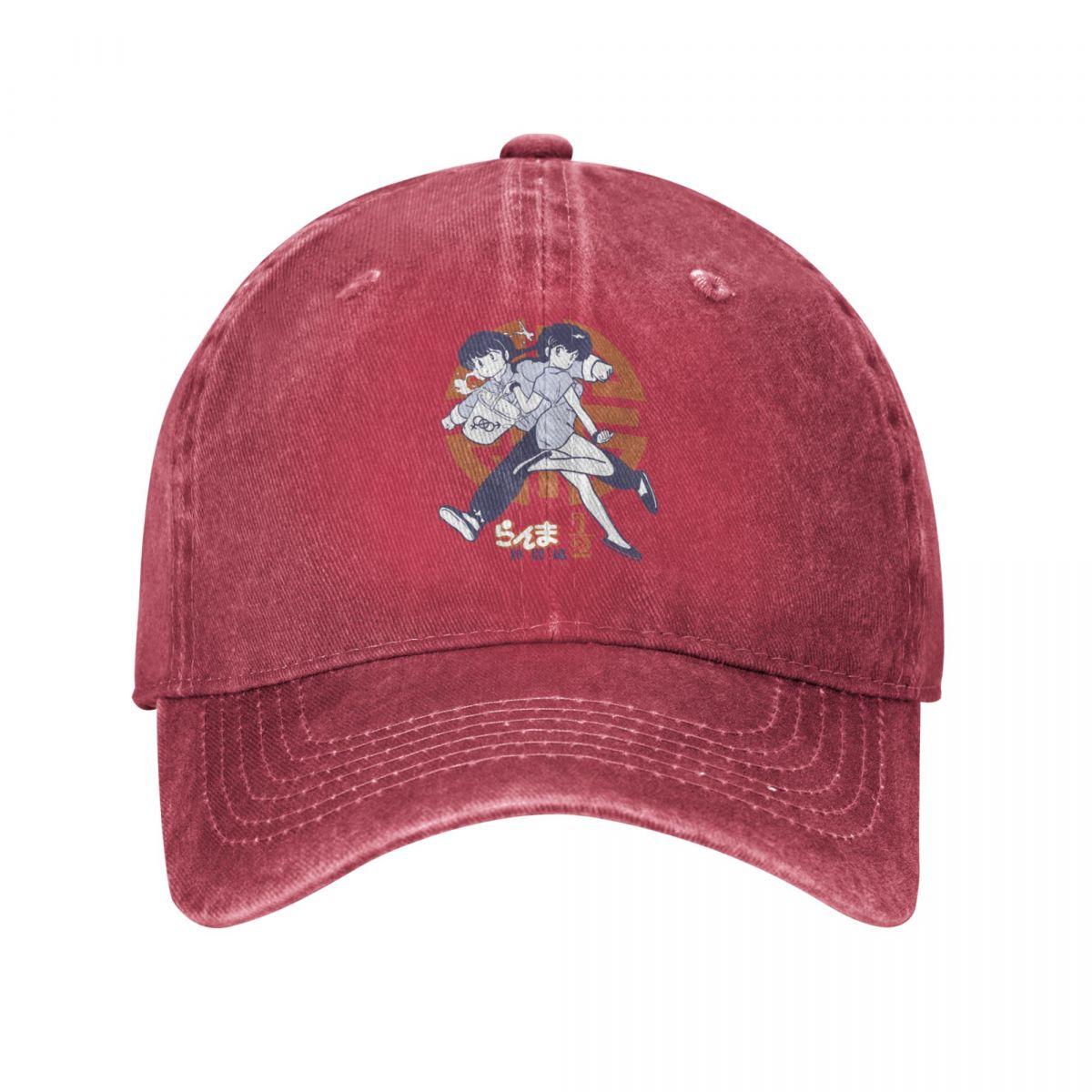 DJOJO CAP Ranma 1/2 Baseball Cap Vintage Distressed Washed Anime Manga Snapback Cap Unisex Stijl Buiten Zomer Ongestructureerd Zachte Hoeden Cap One Size