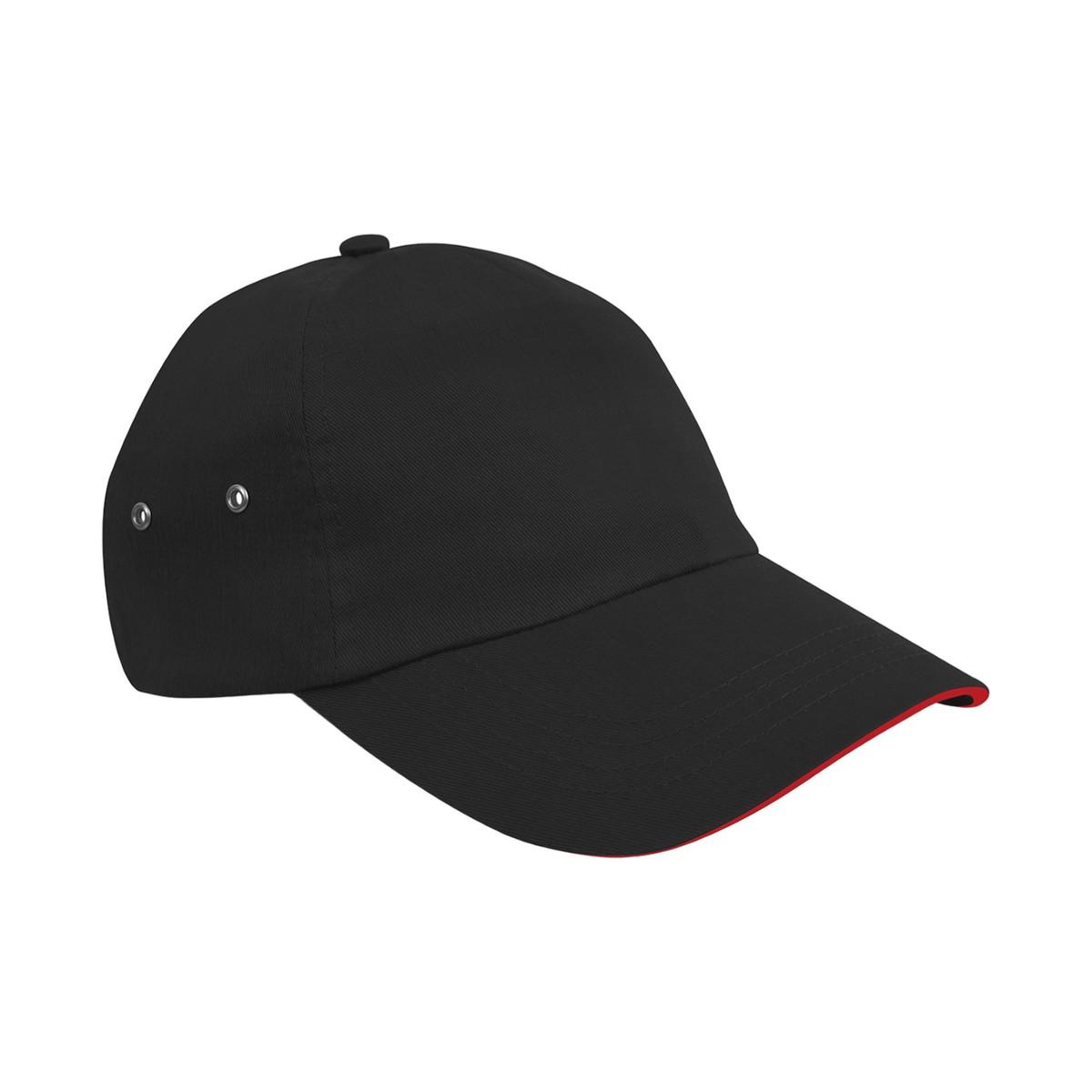Result Headwear Result Hoofddeksels Unisex Volwassen Printers Pluche Katoen 5 Panel Cap One Size rood/zwart