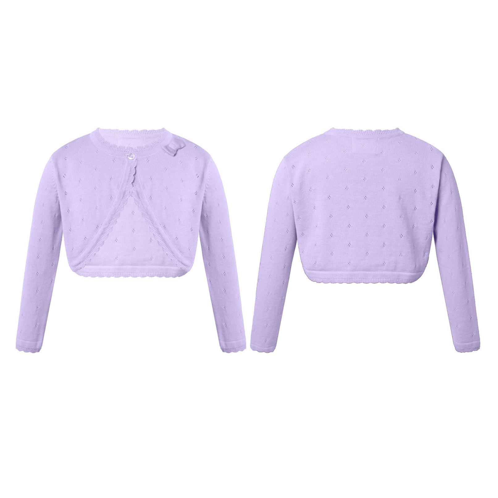 Daenrui Kinderen Meisjes Lange Mouw Gebreide Strik Decor Cardigan Shrug Truien Feestjurk Jas 9-10 Years