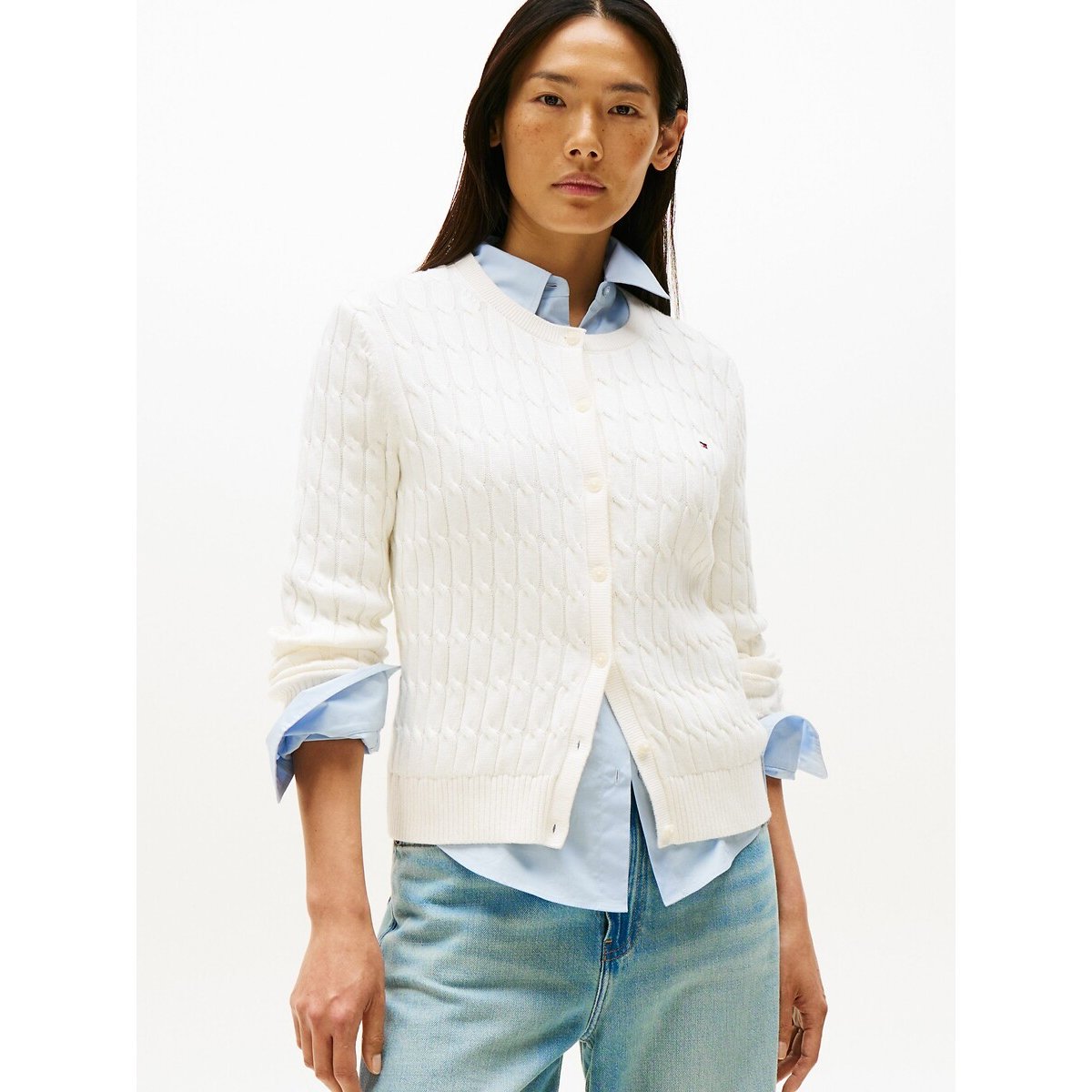 Tommy Hilfiger Vest CO CABLE MID GG C-NK LS CARDI