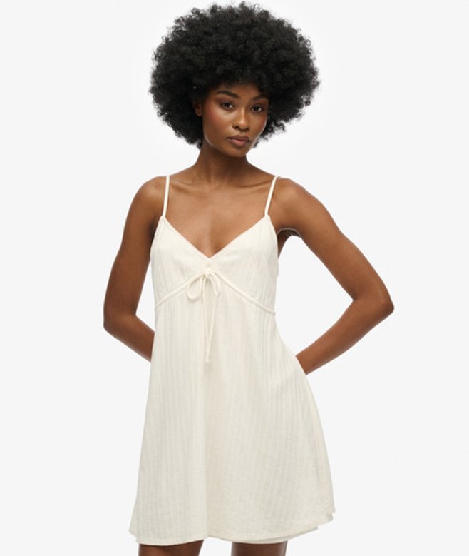Superdry Geweven Cami Mini-jurk met Textuur Wit