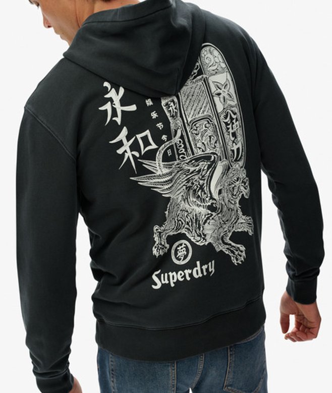Superdry Tokyo Narrative Loose Hoodie Black