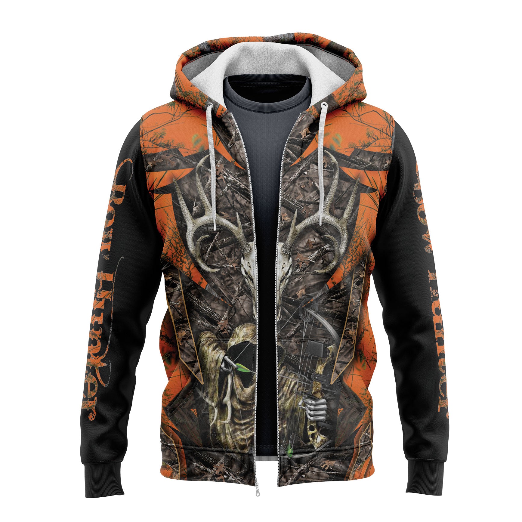 Nihao Nieuwe Outdoor Boar Hunter Dierenjacht Camo Tattoo 3D Print Mannen Hoody Jas Nieuwe Mode Streetwear Zip Sweatshirts Casual Jas 5XL