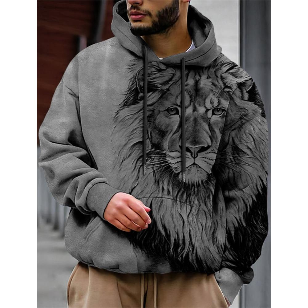 ETST 011 Heren Unisex Hoodie Mode Pullover Hoodie Sweatshirt Hooded Animal Wolf Leeuw Draak Tijger Print Dagelijkse 3D Print Casual Hoodies 6XL