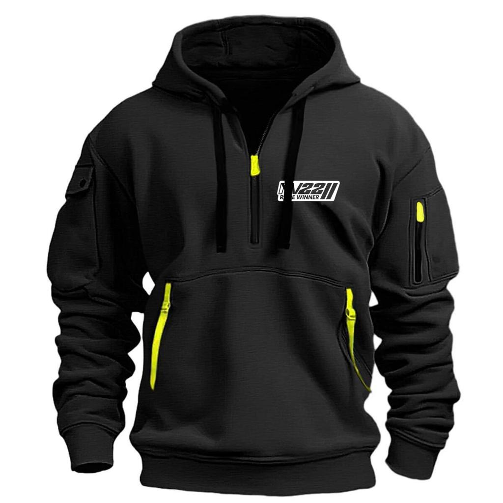 WowClassic Fleece Sweatshirt Heren Stand Kraag Halve Rits Lange Mouw Arm Rits Zak Tactische Hoodie Pullover voor Trainingskleding XXXL