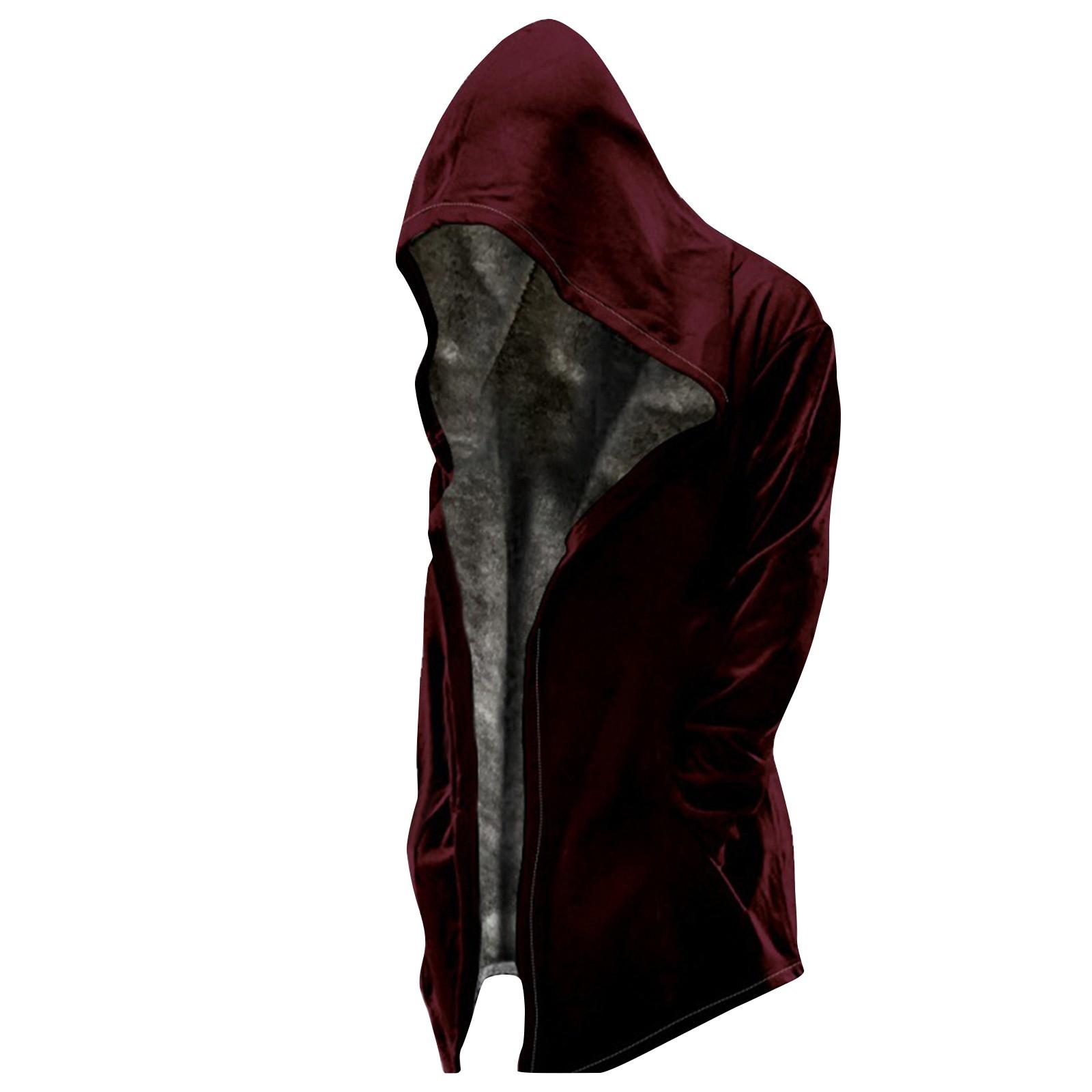 Ren Fashion Heren effen fluwelen verdikte lange jas Heren casual grote maat rits jas XL wijn