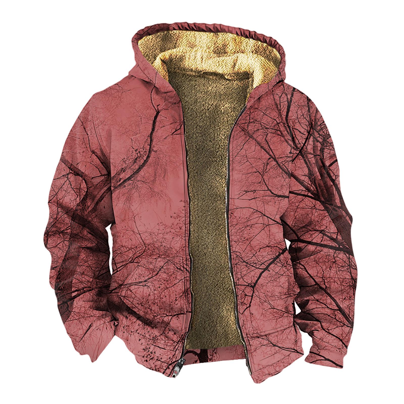 Ren Fashion Heren Winter Rits Capuchon Fleece Sweatshirt Met Opgestikte Zak Casual Jack XL watermeloen rode kleur