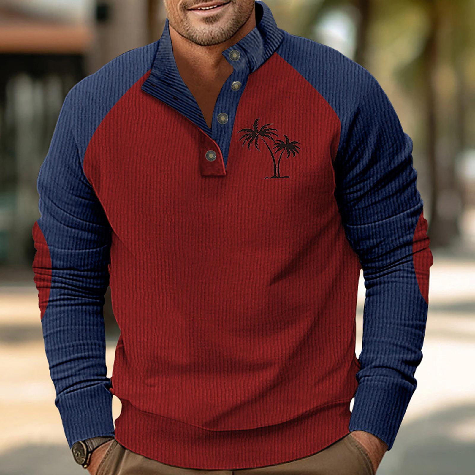 Sinking fish Heren Sweatshirt met Staande Kraag Is Buiten Casual Truien Tops XL rood