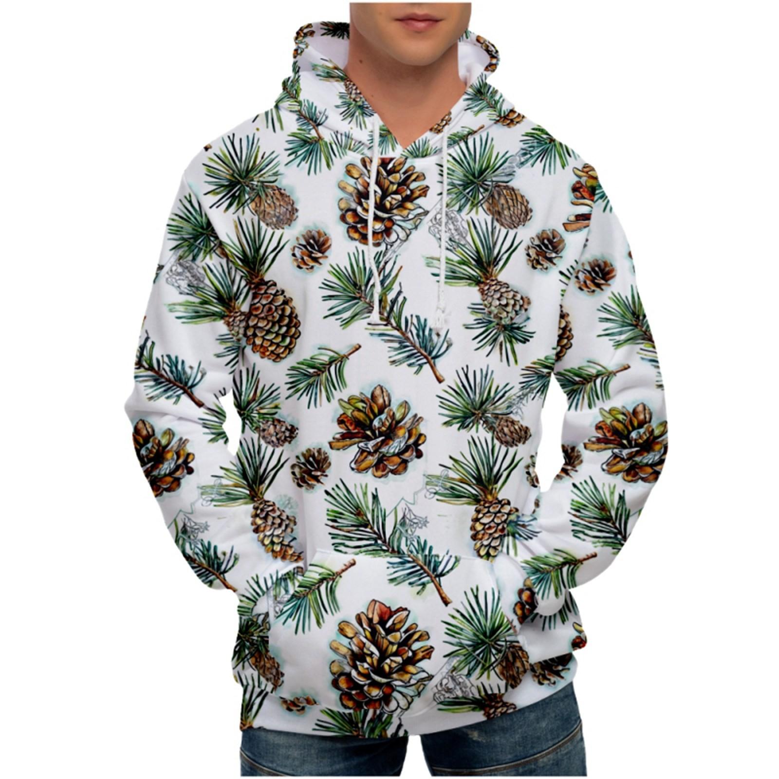 Ren Fashion Los bedrukt sweatshirt met capuchon voor heren Casual mode-sportsweatshirt voor heren XL wit