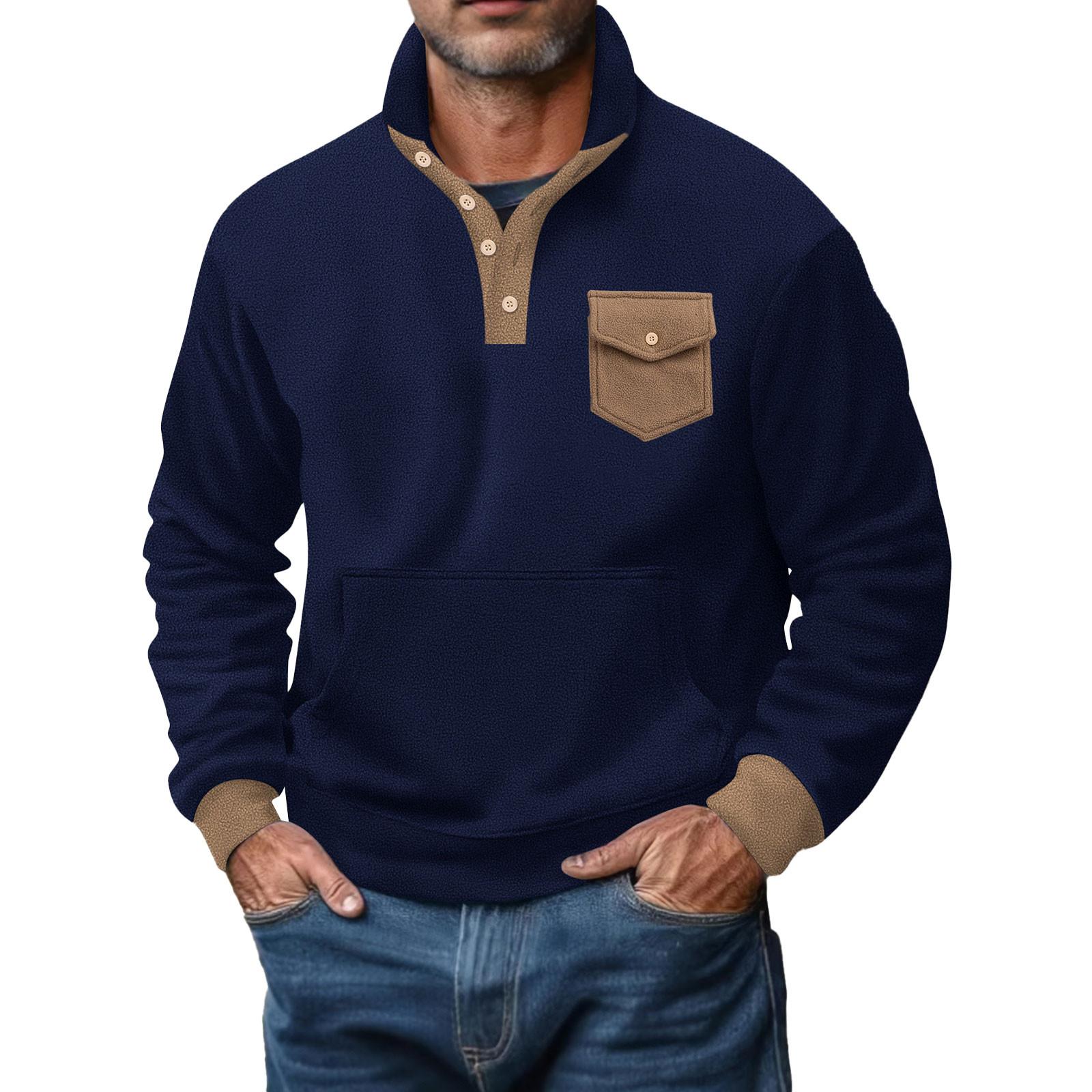 Timoduizhang Heren Sweatshirt Losse Effen Kleur Outdoor Warm Ademend T-shirt Top XL Vloot