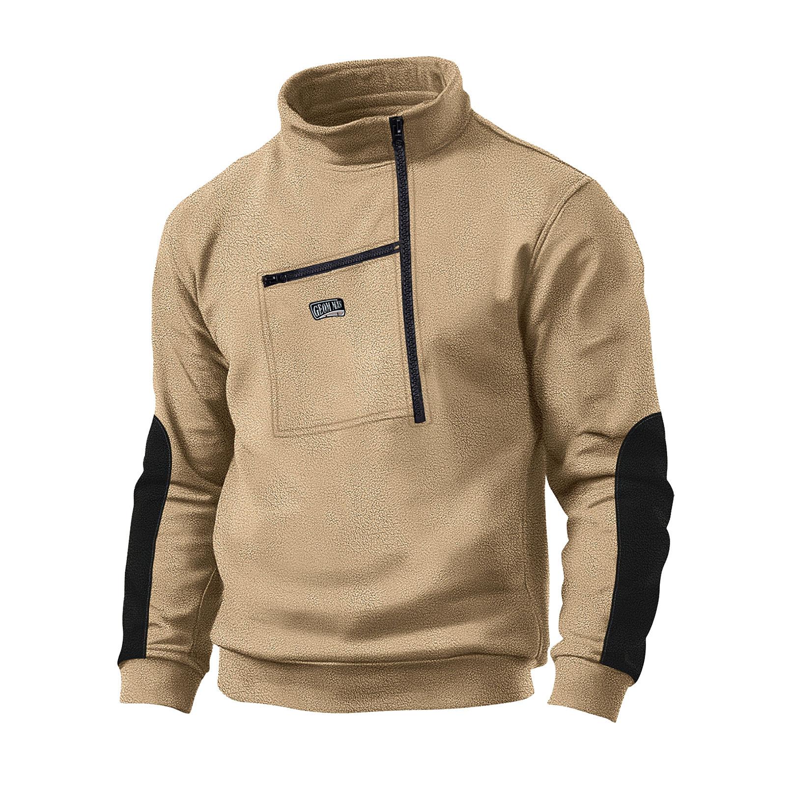 Linglong Heren Sweatshirt Losse Effen Kleur Outdoor Warm Ademend T-shirt Top M beige