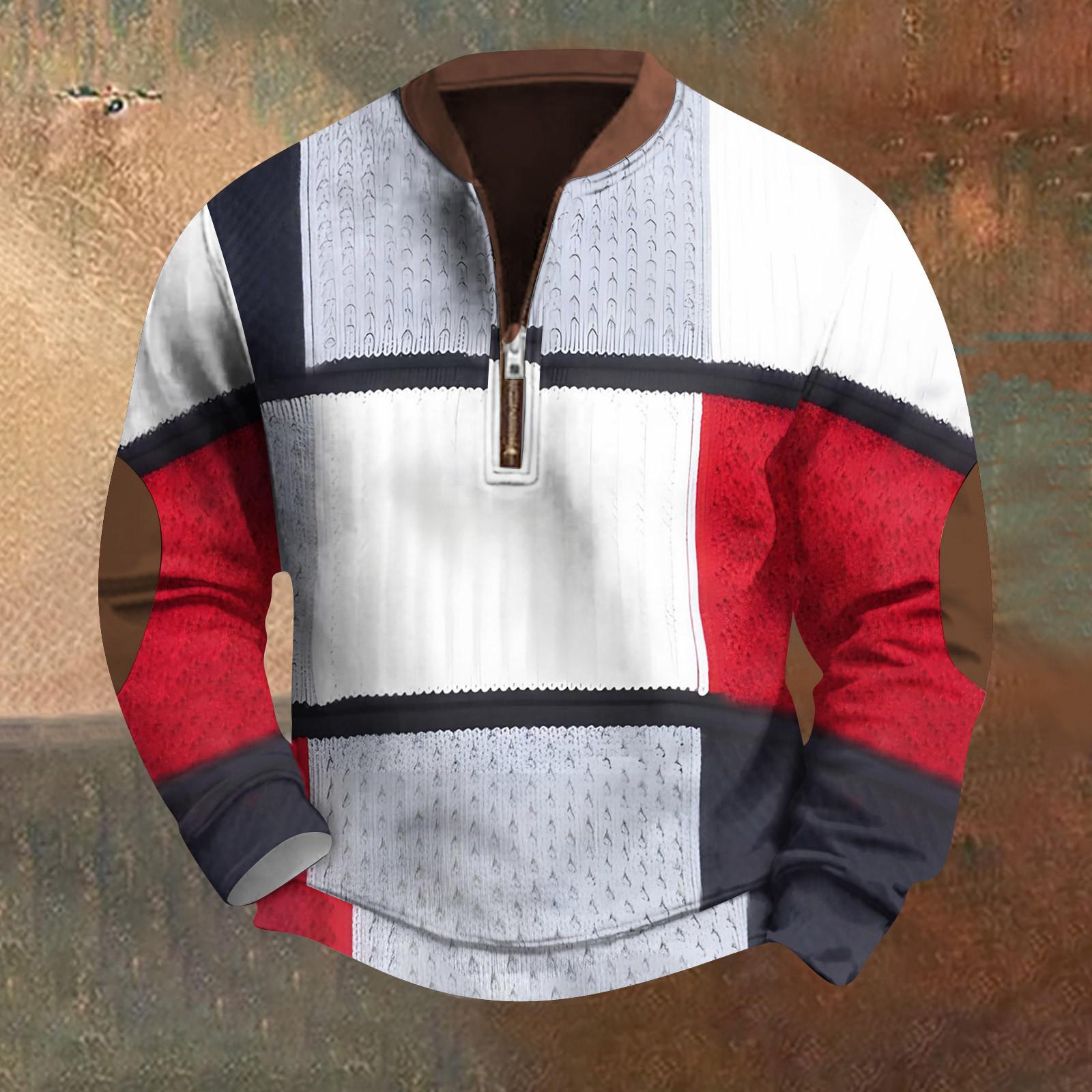 Ren Fashion Heren Retro Casual Gradient Bedrukt Sweatshirt XL wit