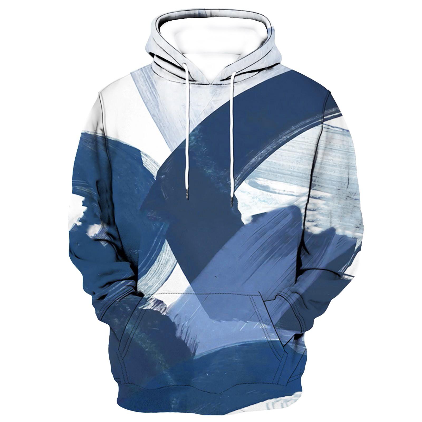 ElongPaoXiao Los bedrukt sweatshirt met capuchon voor heren Casual mode-sportsweatshirt voor heren XXL Vloot