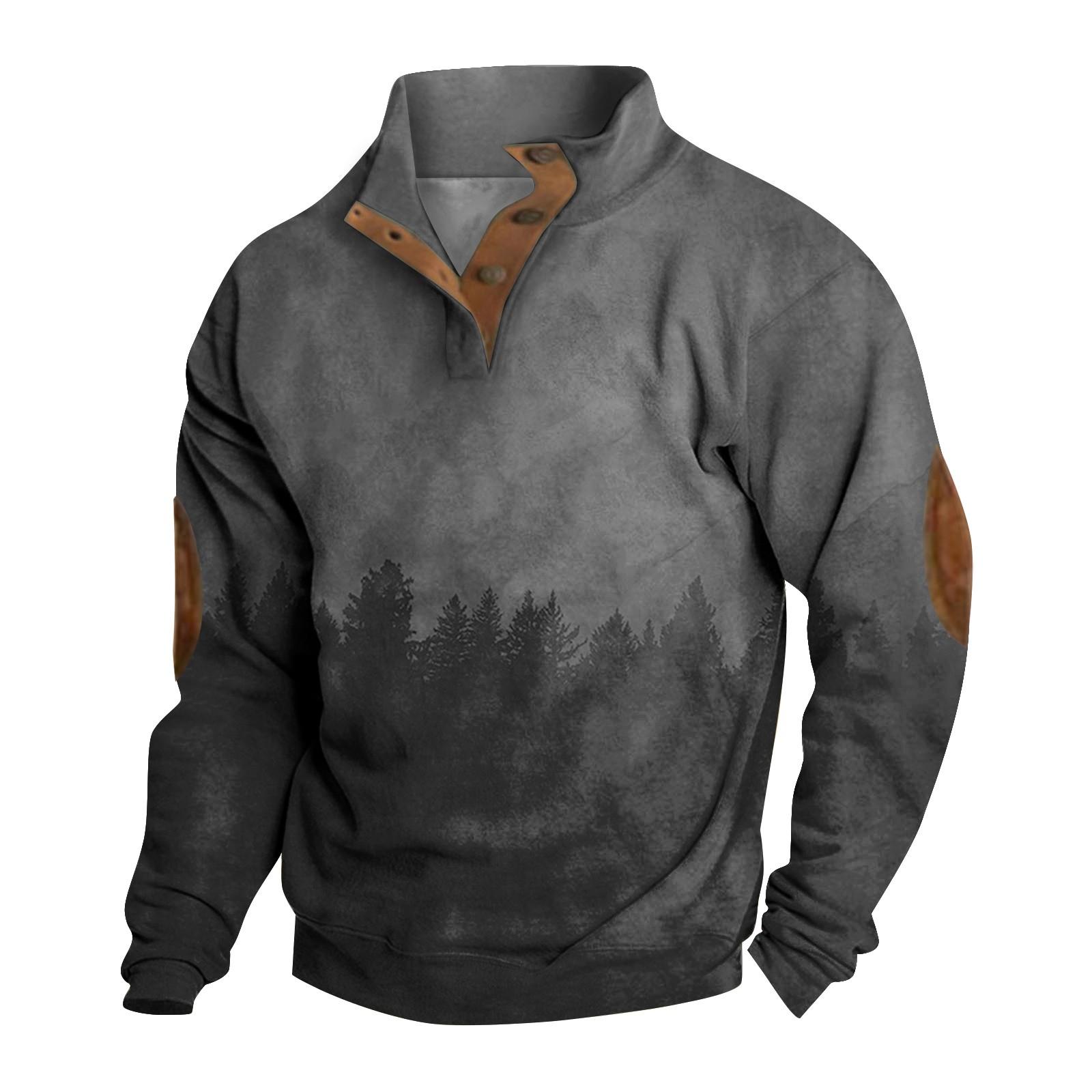 ElongPaoXiao Lente en herfst herensweatshirt met staande kraag is outdoor casual truien tops M
