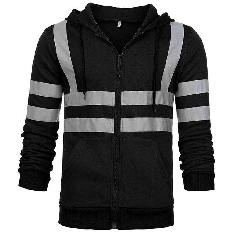 GRK UK Heren zichtbaarheid sweatshirt met capuchon Jumper Tops Spoorwegwerkjas Uitloper Nieuw 4XL zwart
