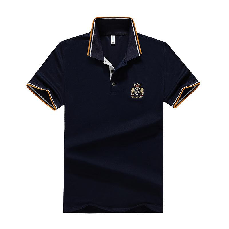 Smart Good Zomer Plus Size Heren Polo Shirt T-shirt Katoen Korte Mouw Revers Losse Tide Halve Mouw Borduurwerk 7XL blauw