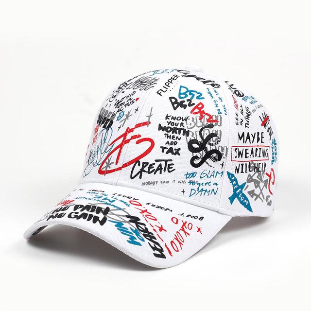 Hat Factory Zomer Baseball Cap Graffiti Zon Caps Hip Hop Vizier Hoed Verstelbare Snap-Back Hoeden Voor Vrouwen Golf Cap wit