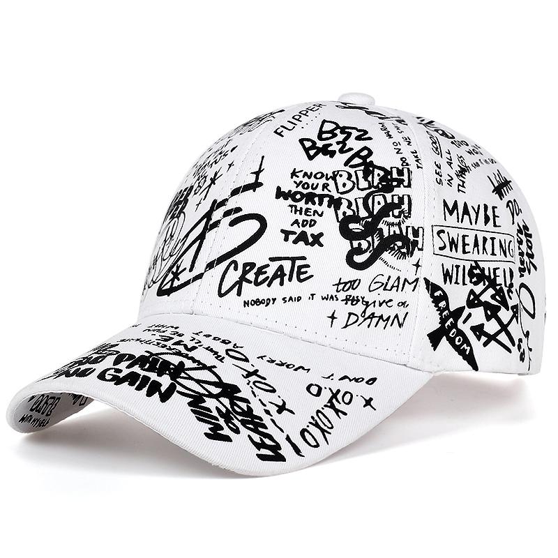 Hat Factory Zomer Baseball Cap Graffiti Zon Caps Hip Hop Vizier Hoed Verstelbare Snap-Back Hoeden Voor Vrouwen Golf Cap zwart/wit