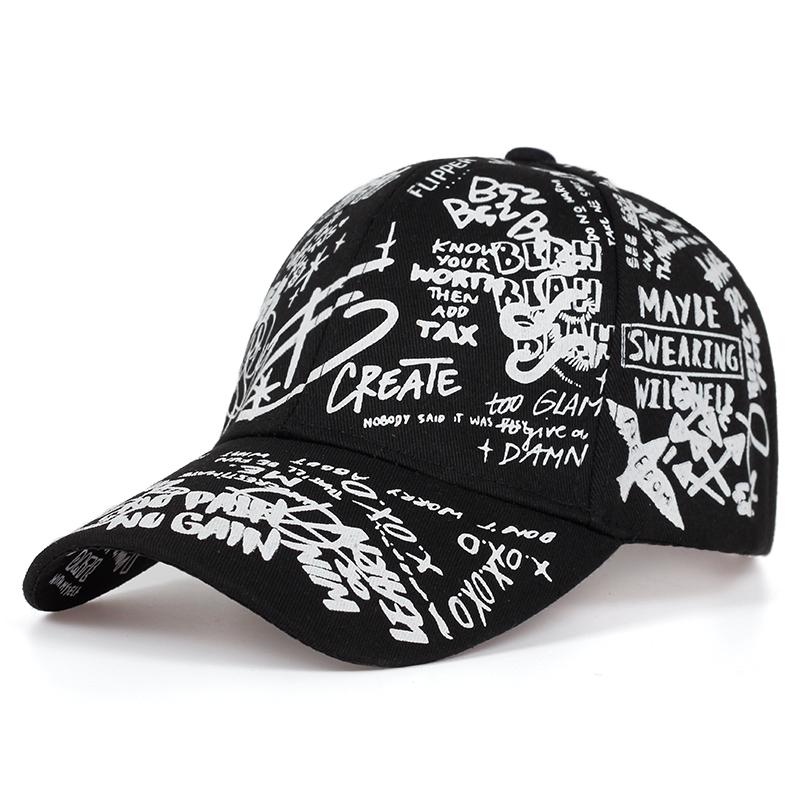 Hat Factory Zomer Baseball Cap Graffiti Zon Caps Hip Hop Vizier Hoed Verstelbare Snap-Back Hoeden Voor Vrouwen Golf Cap wit/zwart
