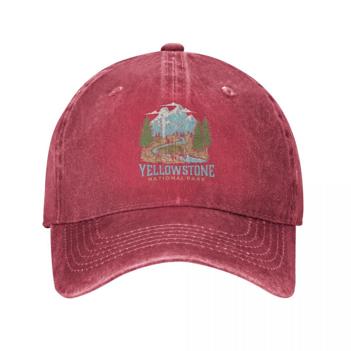 91421224MABN1UXM5T Hip Hop Baseball Cap Verstelbare Hoeden Yellowstone US National Park Wolf Bizon Beer Vintage Lente Herfst Cap Denim Casquette One Size