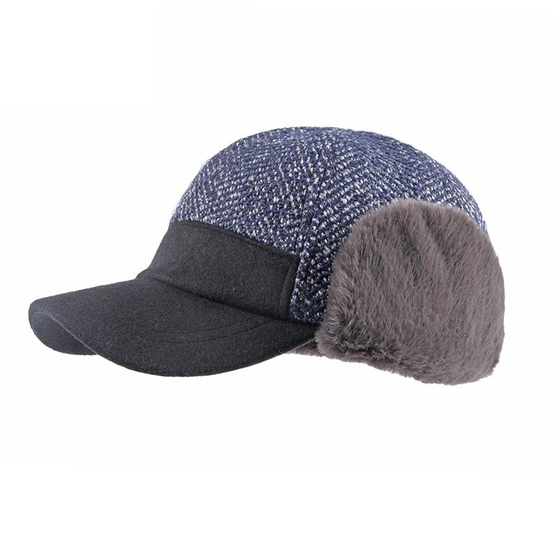 ONIHUA Hoed Vrouwen Herfst Winter Gehoorbescherming Warme Baseball Cap Mannen Outdoor Sport Hoeden Panama Cap Vizier Hoeden Pet Hombre Gorras 55-60cm marineblauwe kleur