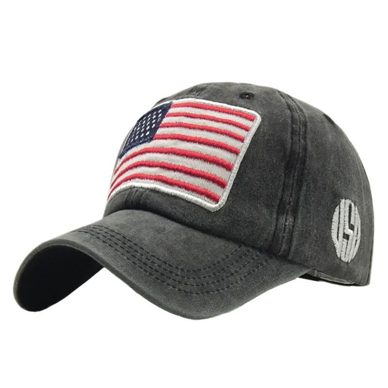Hi Cap Hoed Gewassen Oud Alfabet Baseball Cap Veelzijdig Trendy Mannen Vrouwen Amerikaanse Vlag Puur Katoen Hoed