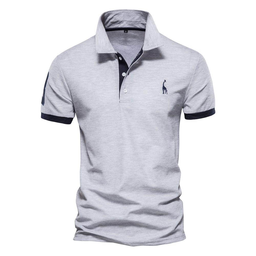 AIOPESON Zomer T-shirt met korte mouwen Herenpolo Business Casual poloshirt Heren Slank Mode Herenpolo Katoen Hoogwaardig T-shirt Eenvoudig Buiten L