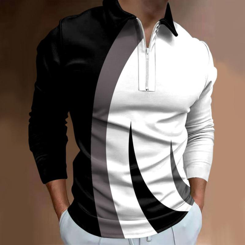 Haodingfushi Herenmode Lente Herfst Polyester Poloshirt 3D Digitale Print Casual Golf Poloshirt Tops S