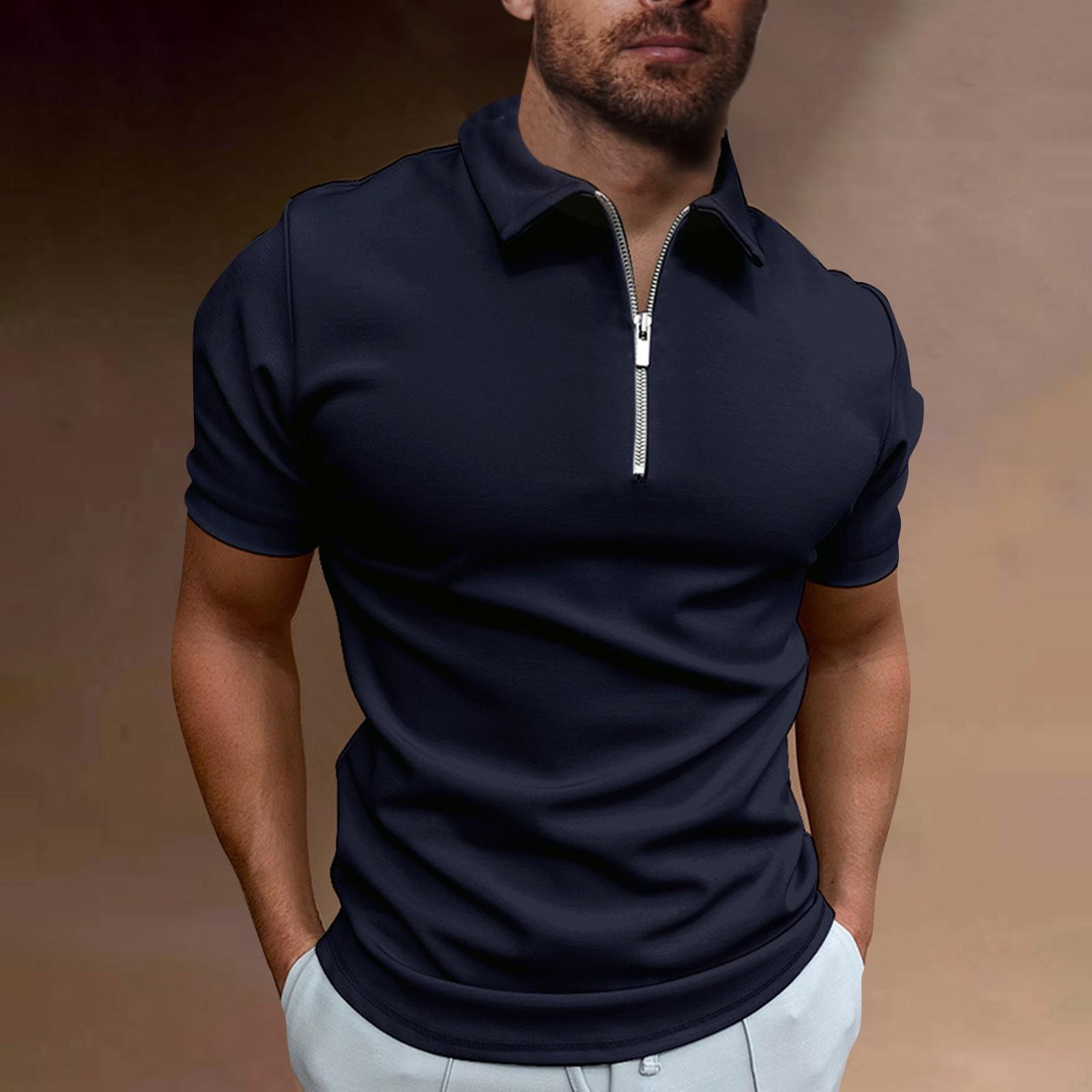 Tabajw Zomer Heren Sport Korte Mouw Golf Jeugd Heren Rits Casual Top L