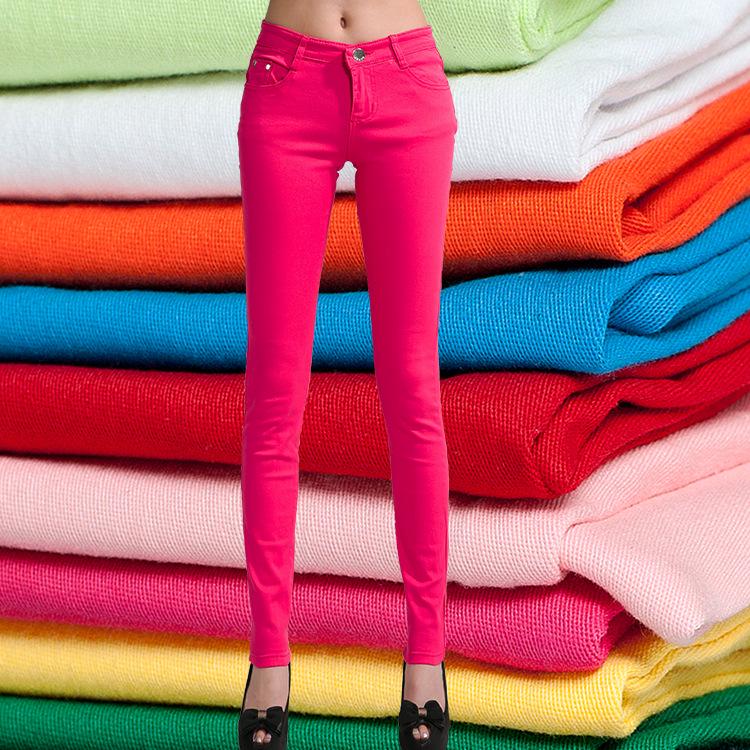 Zorioneko Dames sexy snoeppotloodbroek Casual lange stretchjeans S rozerode kleur