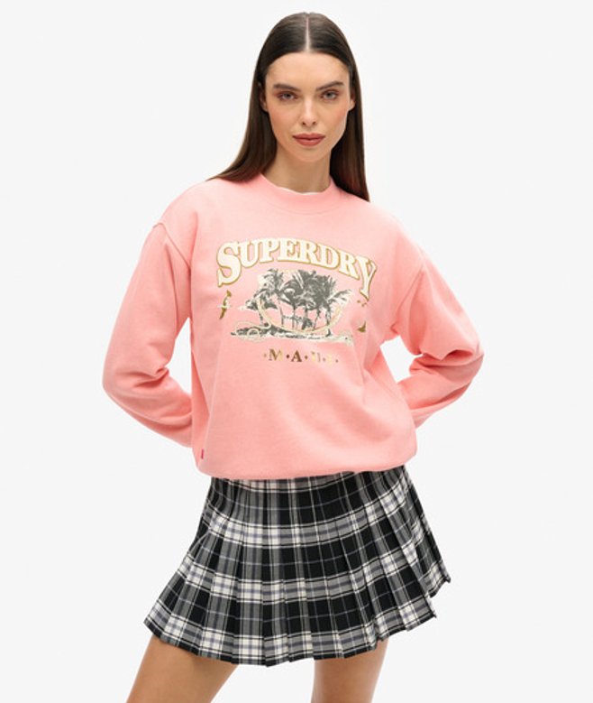 Superdry Travel Souvenir Sweatshirt met Losse Pasvorm Roze